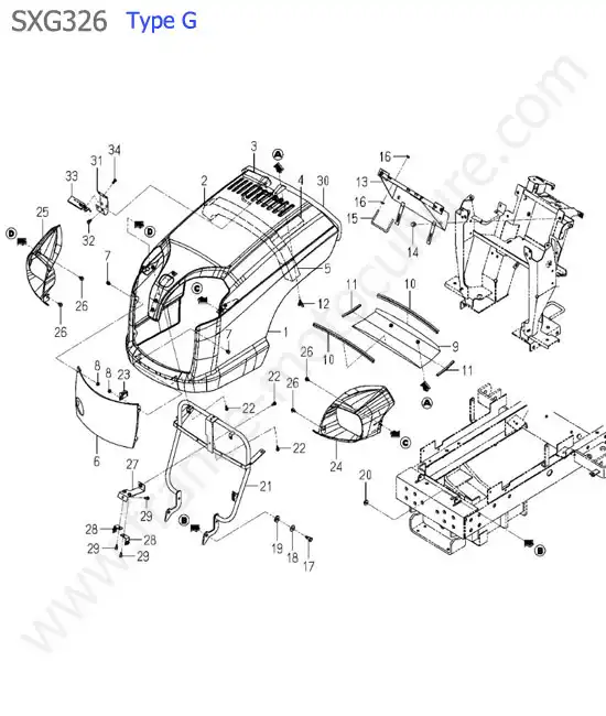 Capot (type g) ISEKI SXG326
