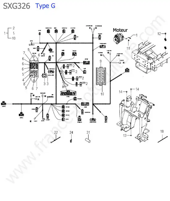 Faisceau electrique (type g) ISEKI SXG326