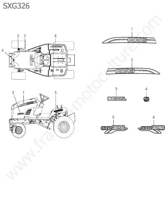 Etiquettes ISEKI SXG326