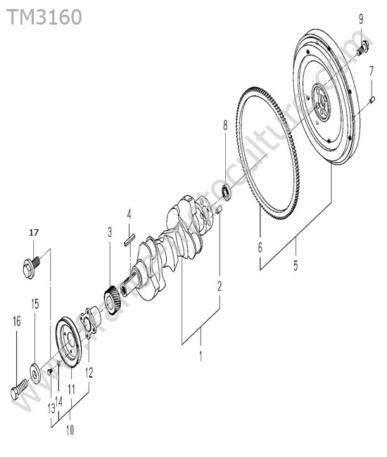 Vilebrequin - volant moteur ISEKI TM3160