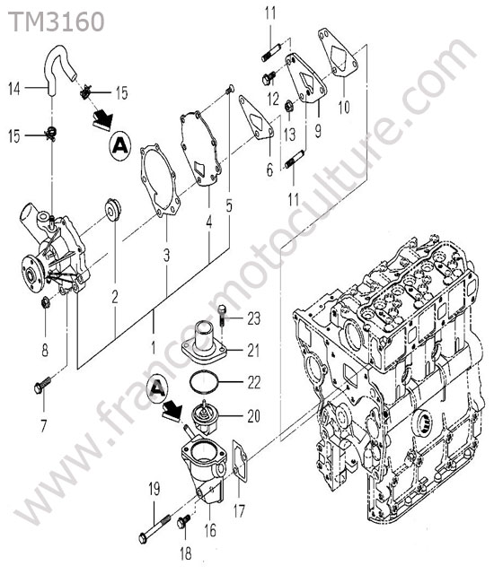 Pompe a eau - thermostat ISEKI TM3160