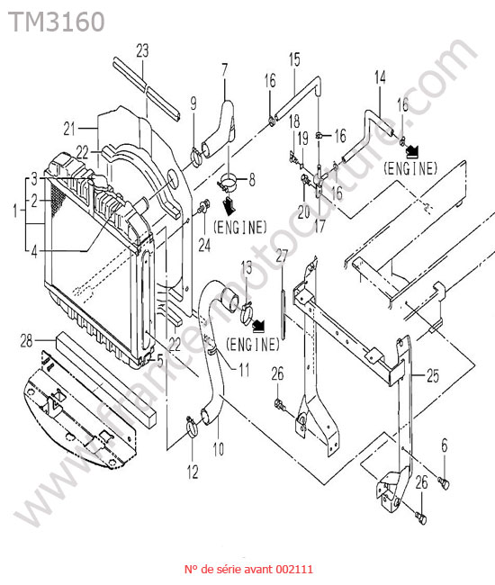 Radiateur (ancien modeles) ISEKI TM3160
