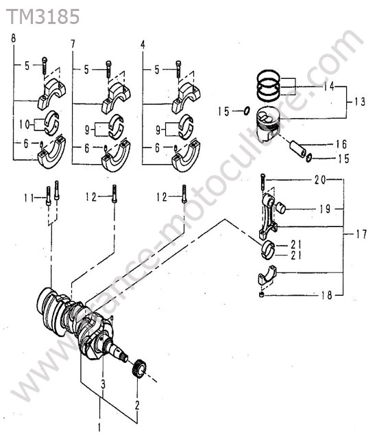 Piston - vilebrequin ISEKI TM3185