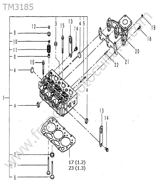 Culasse - pipe echappement ISEKI TM3185