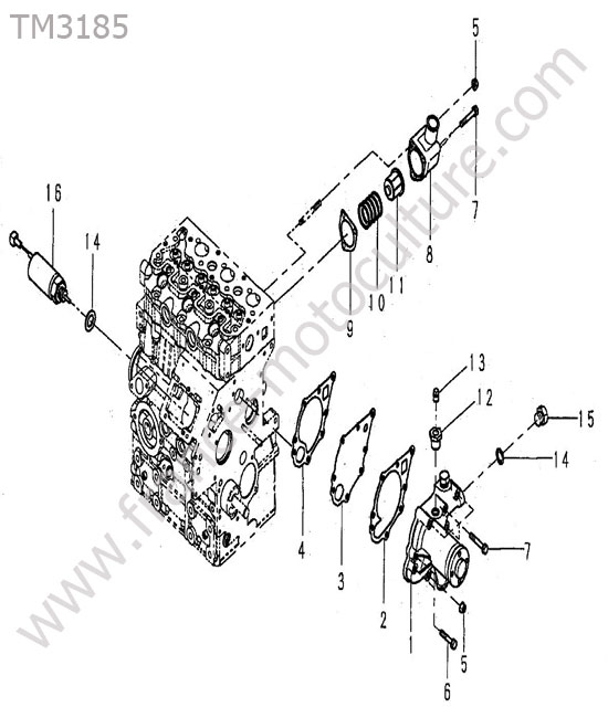 Pompe a eau - thermostat - solenoide ISEKI TM3185