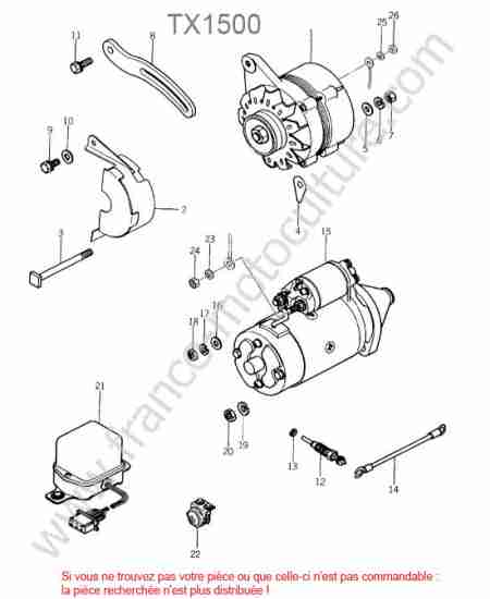 ISEKI - TX1500 : Electricite moteur
