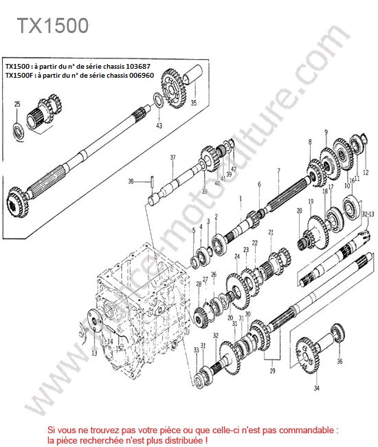 Pignon transmission ISEKI TX1500