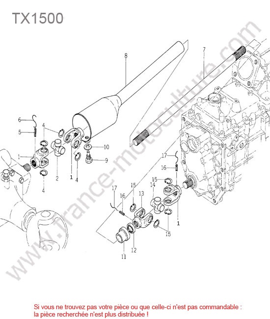 Demi arbre avant ISEKI TX1500