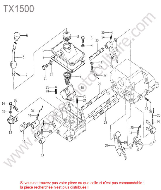 Commande boite gamme ISEKI TX1500