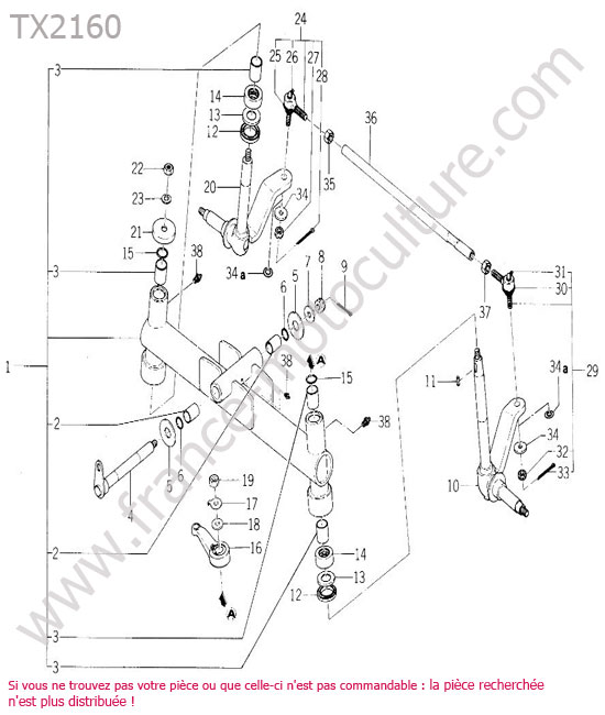 Rotule direction - fusee 2rm ISEKI TX2160