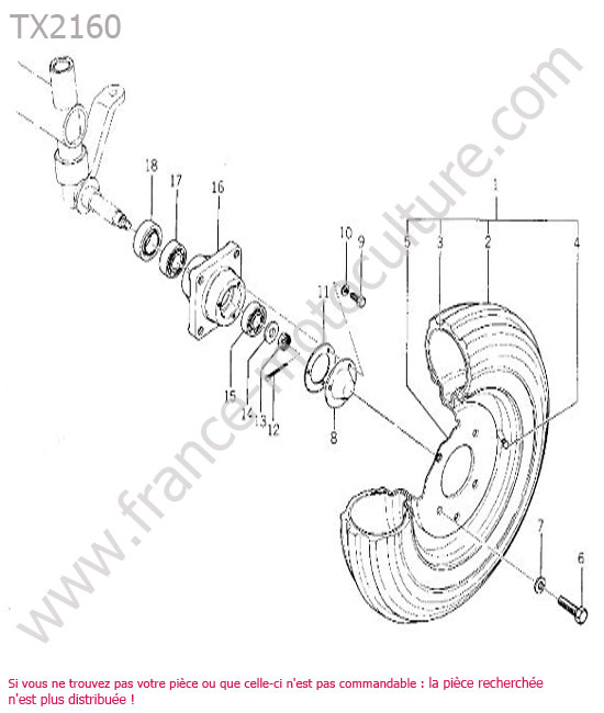 Vue éclatée (Moyeu roue avant - 2rm) pour ISEKI - TX2160 Moyeu roue avant - 2rm ISEKI TX2160