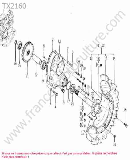 ISEKI - TX2160 : Pont arriere