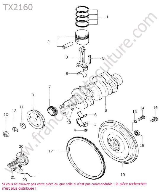 Piston - volant moteur ISEKI TX2160