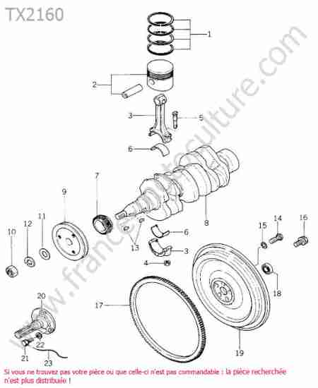 ISEKI - TX2160 : Piston - volant moteur