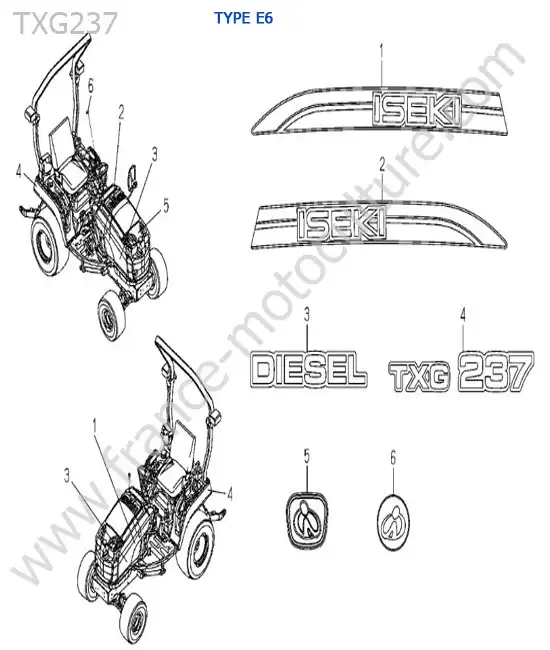 Etiquettes (type e6) ISEKI TXG237