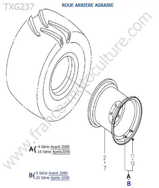 Roue arriere agraire ISEKI TXG237