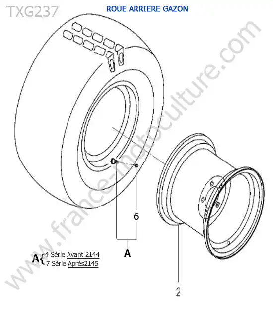 Roue arriere gazon ISEKI TXG237