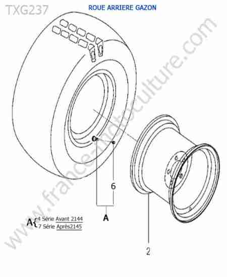 ISEKI - TXG237 : Roue arriere gazon