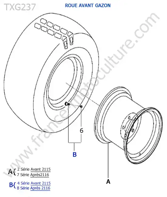 Roue avant gazon ISEKI TXG237