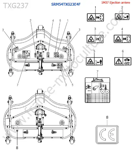 SRm54txg23 / etiquettes ISEKI TXG237