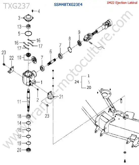 SSm48txg23 / renvoi angle ISEKI TXG237