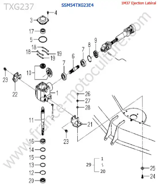 SSm54txg23 / renvoi angle ISEKI TXG237