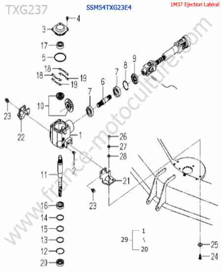 ISEKI - TXG237 : SSm54txg23 / renvoi angle