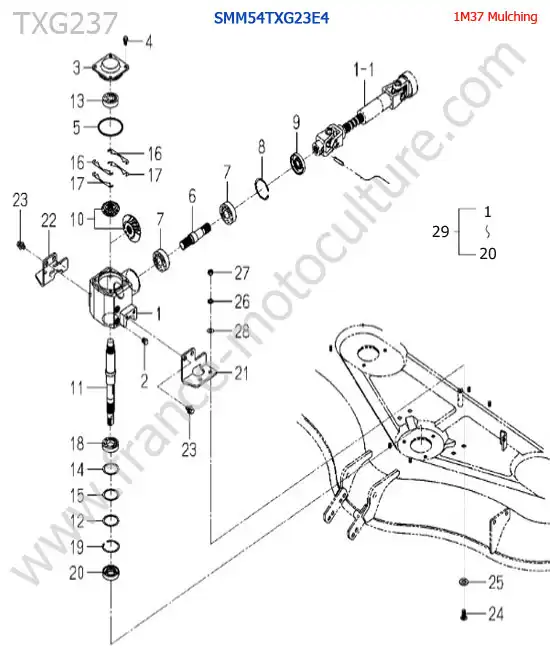 SMm54txg23 / renvoi angle ISEKI TXG237