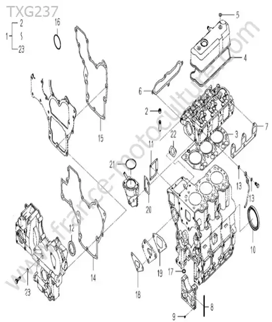 Joints moteur ISEKI TXG237
