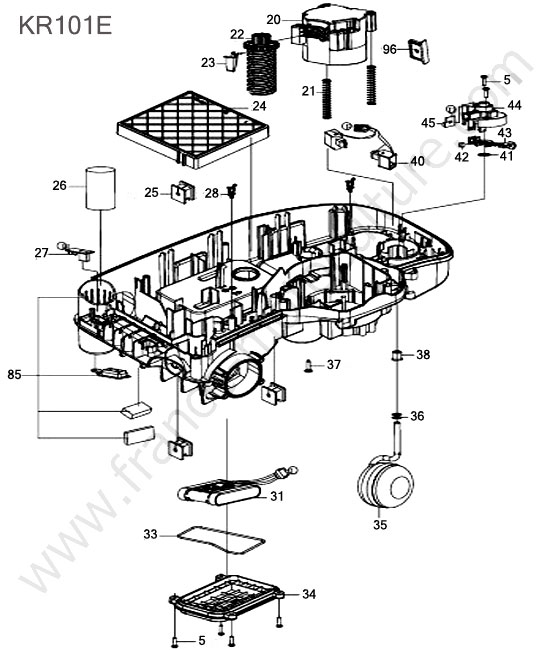 KRESS - KR101E : Roues avant / batterie