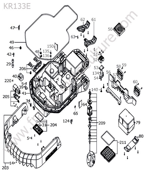 KRESS - KR133E : Chassis / roues avant / batterie