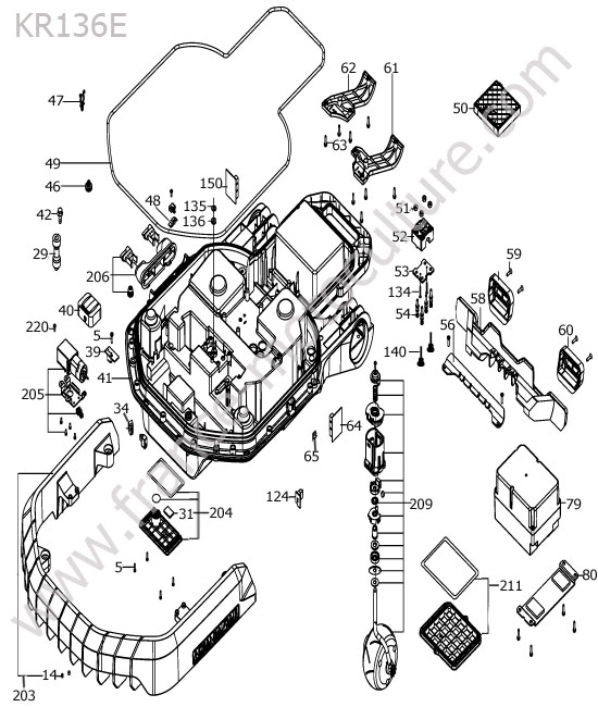 KRESS - KR136E : Roues avant / batterie / carte mere