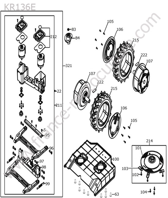 KRESS - KR136E : Moteur lames / roues