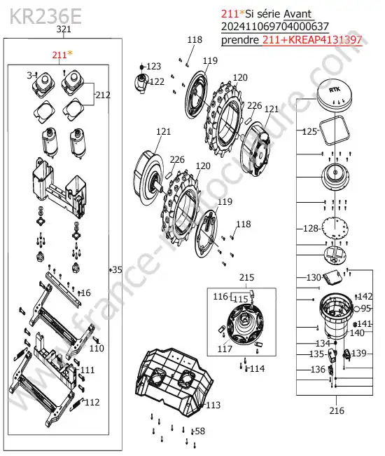 Rtk / moteur coupe / roue KRESS KR236E