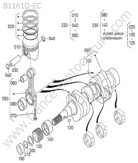 Piston / vilebrequin KUBOTA B1161