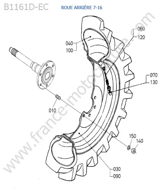 Roue arriere (7-16) KUBOTA B1161