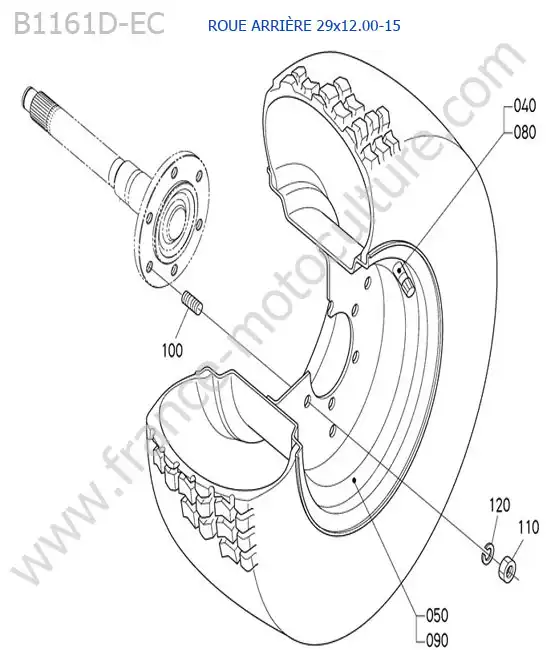 Roue arriere (29x12.00-15) KUBOTA B1161