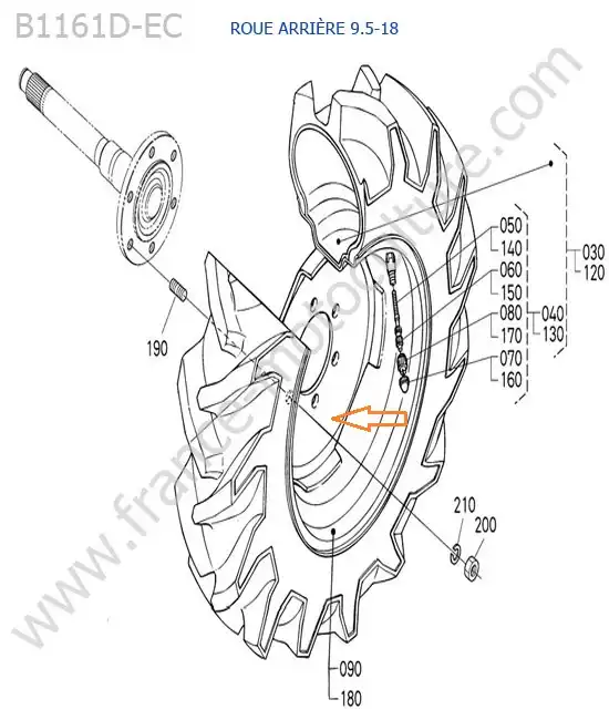 Roue arriere (9.5-18) KUBOTA B1161