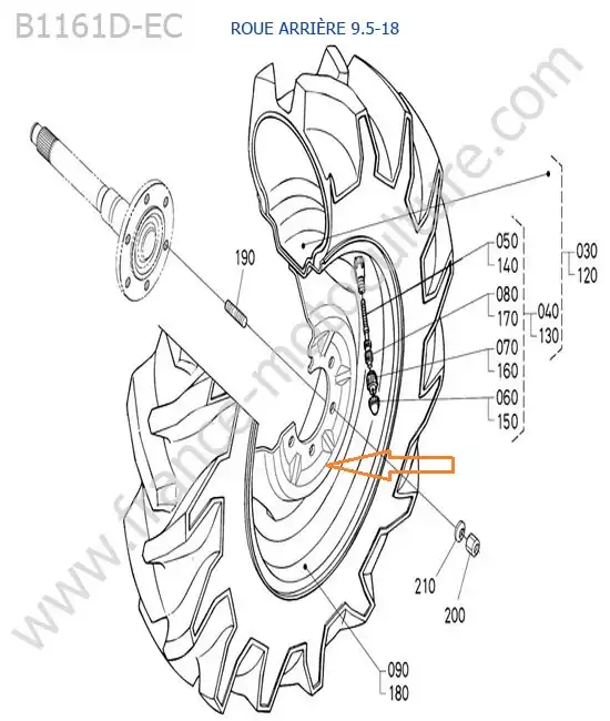 Roue arriere (9.5-18) KUBOTA B1161