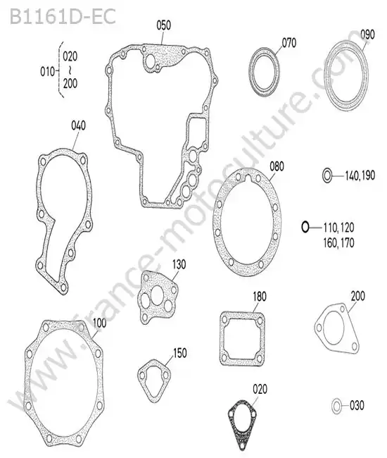 Jeu de joints inferieurs KUBOTA B1161
