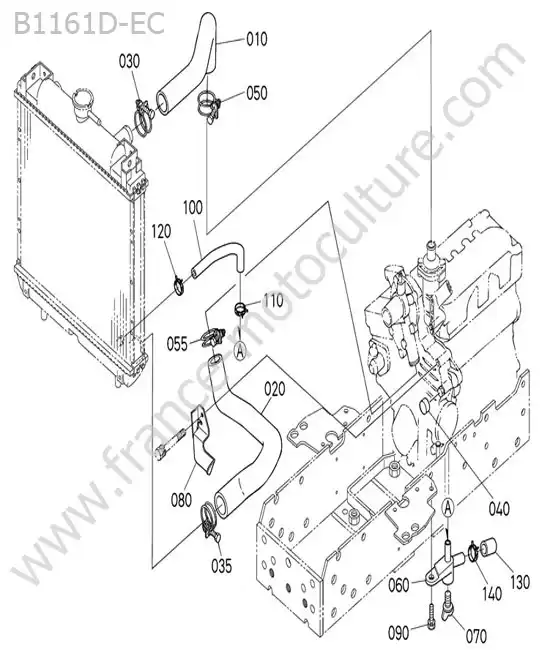 Durites radiateur KUBOTA B1161