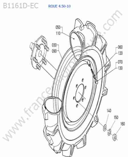 KUBOTA - B1161 : Roue avant (4.50-10)