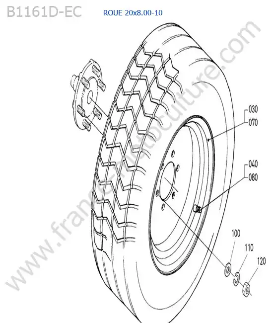 Roue avant (20x8.00-10) KUBOTA B1161