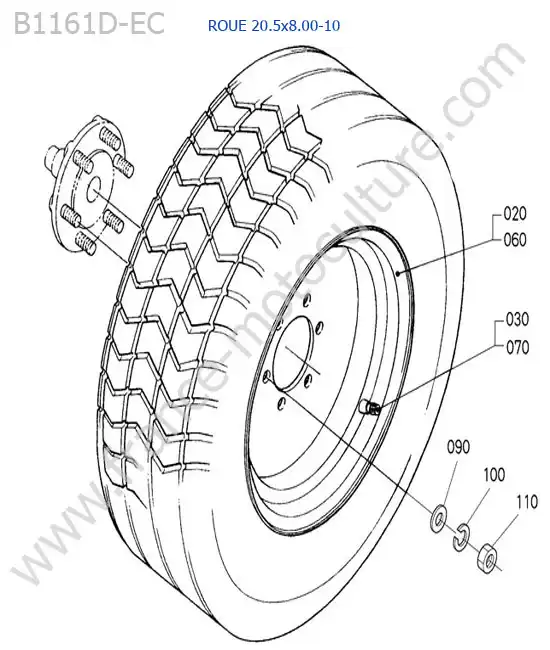 Roue avant (20.5x8.00-10) KUBOTA B1161