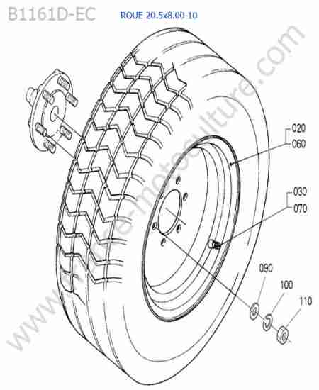 KUBOTA - B1161 : Roue avant (20.5x8.00-10)