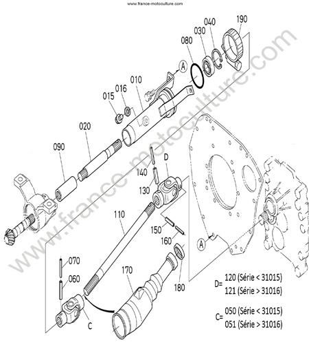 Cardan transmission AV KUBOTA B1220