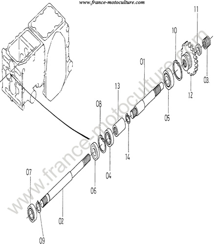 Arbre entrainement AV KUBOTA B1550