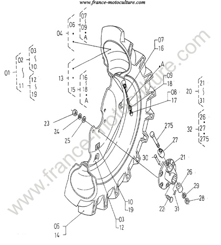 Roue arriere KUBOTA B1550