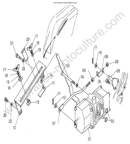Commande relevage KUBOTA B1550