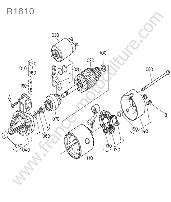 Demarreur - details KUBOTA B1610